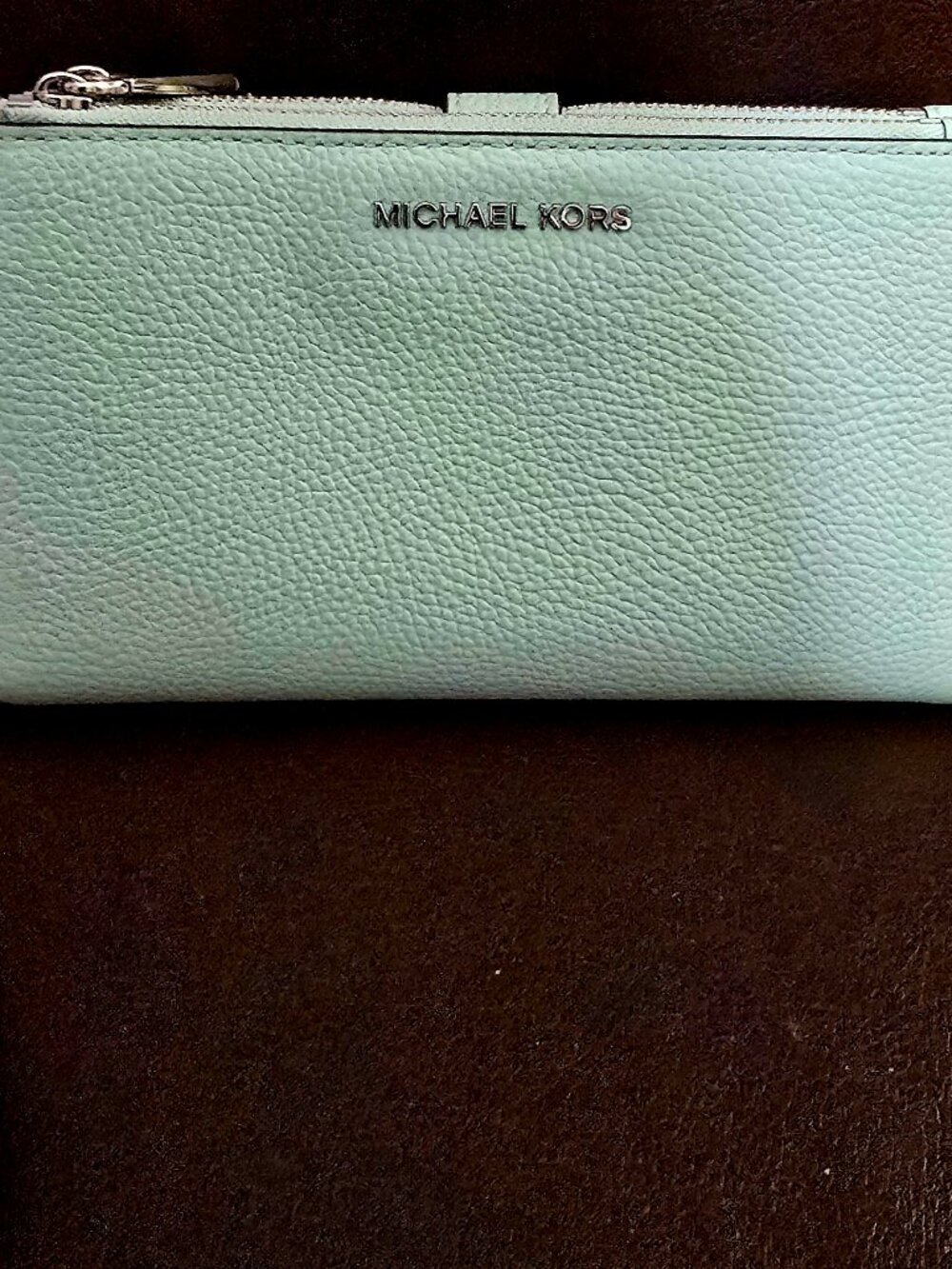 Michael Kors Adele Double-Zip Pebble Leather Phone Wristlet